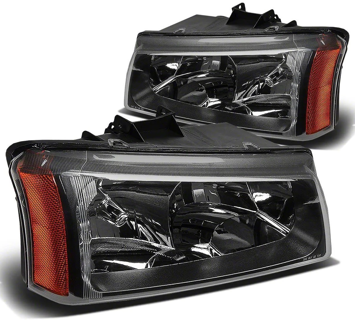 2-Piece Headlights with Amber Corner Lights; Black Housing; Clear Lens (03-06 Silverado 1500)