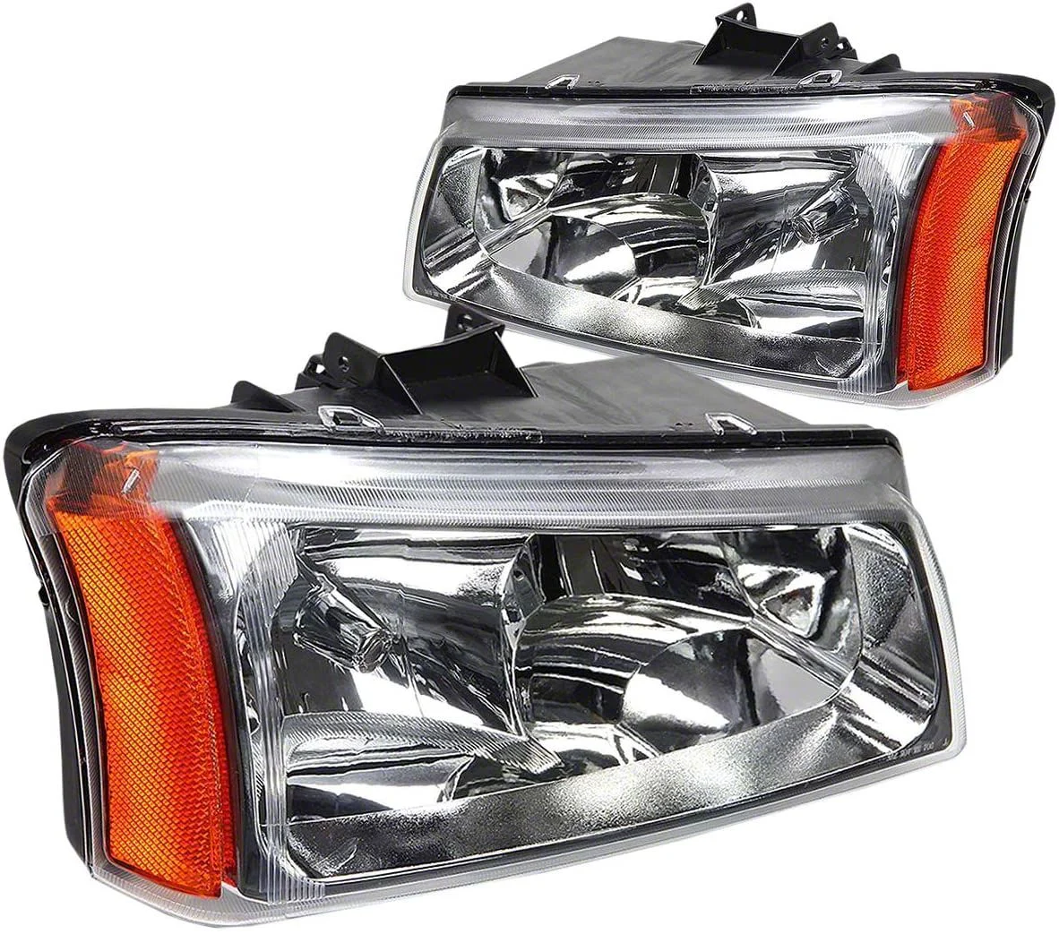 2-Piece Headlights with Amber Corner Lights; Chrome Housing; Clear Lens (03-06 Silverado 1500)