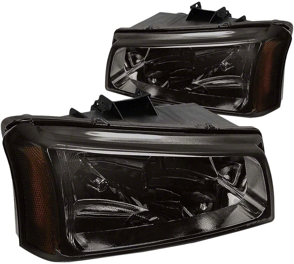 2-Piece Headlights with Amber Corner Lights; Smoked Housing; Clear Lens (03-06 Silverado 1500)
