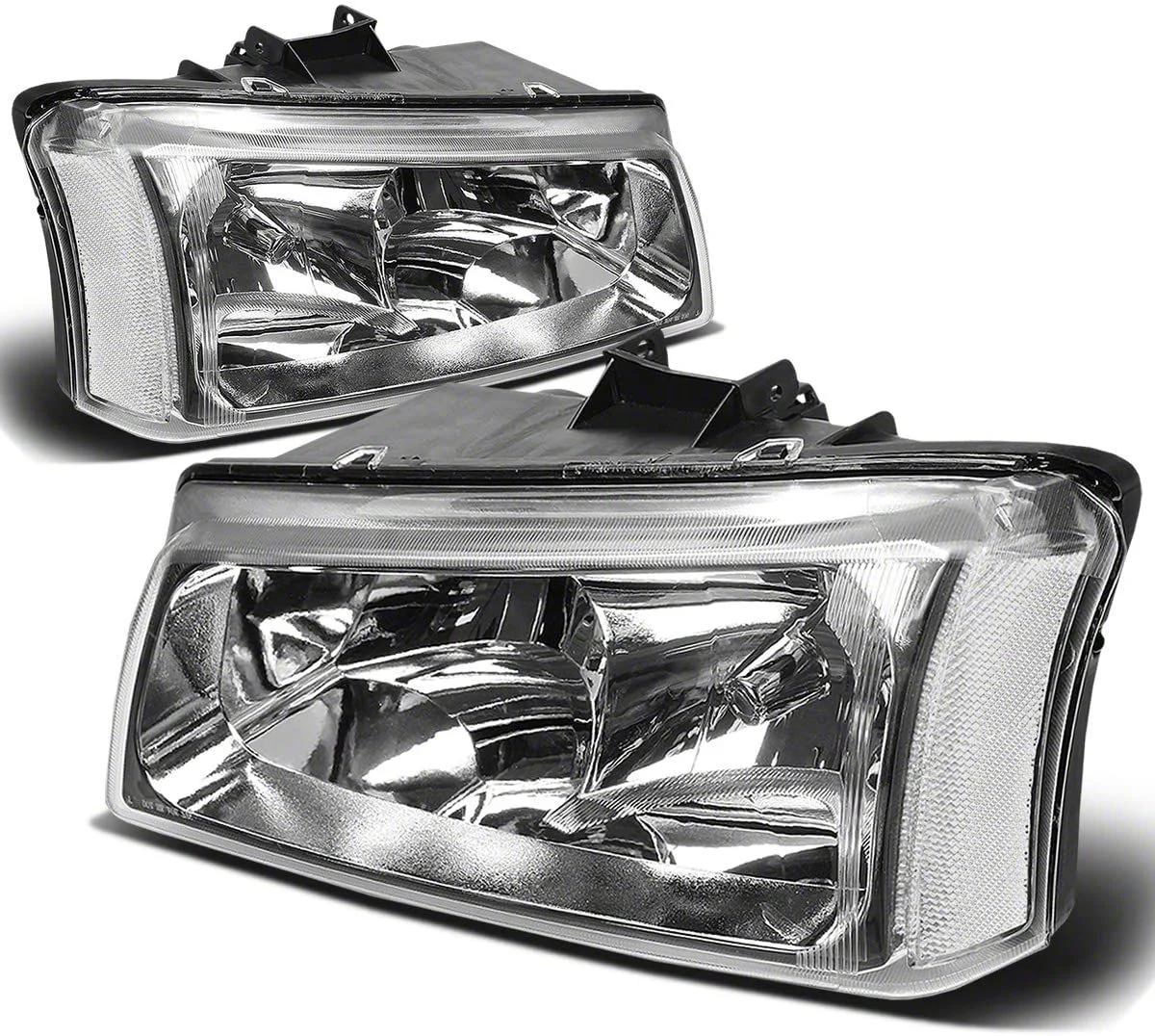 2-Piece Headlights with Clear Corner Lights; Chrome Housing; Clear Lens (03-06 Silverado 1500)