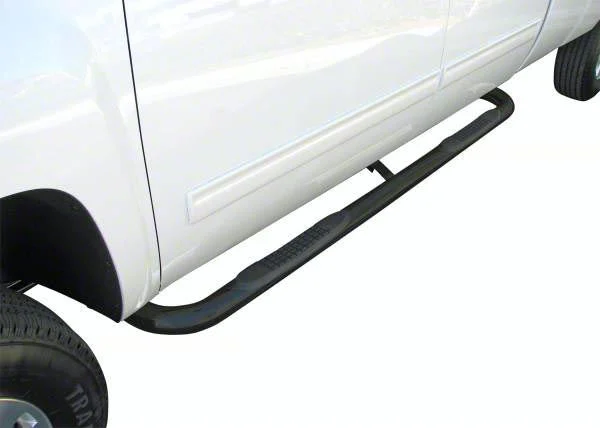 3-Inch Round Side Step Bars; Rocker Mount; Black (07-18 Silverado 1500 Crew Cab)
