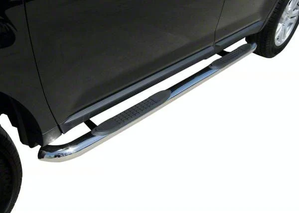 3-Inch Round Side Step Bars; Rocker Mount; Stainless Steel (07-18 Silverado 1500 Crew Cab)