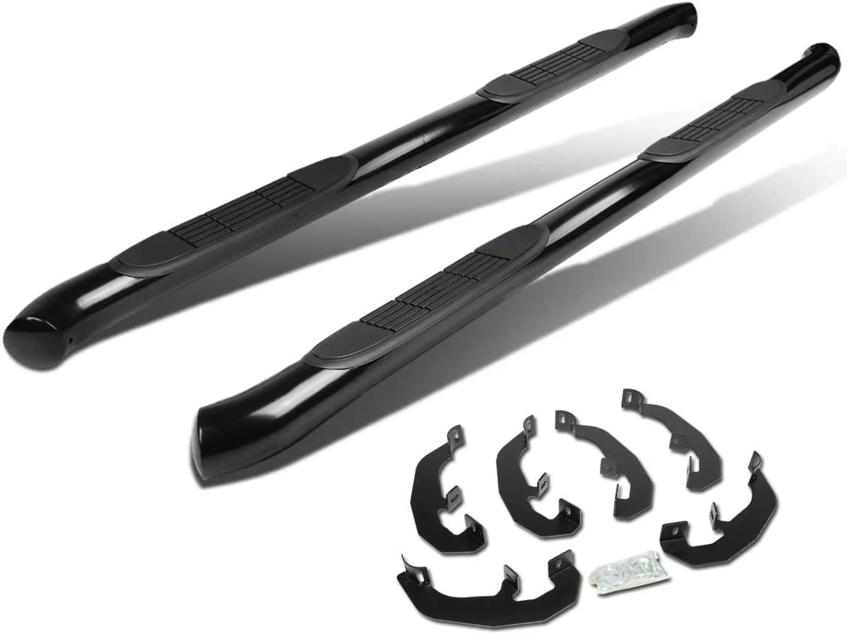 3-Inch Straight Nerf Side Step Bars; Black (19-26 Silverado 1500 Double Cab)