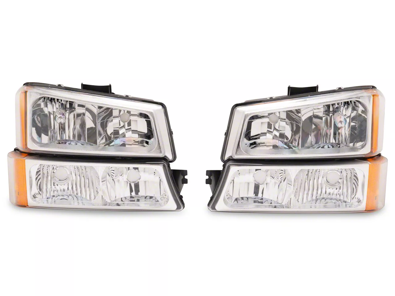 4-Piece Headlights with Amber Corner Lights; Chrome Housing; Clear Lens (03-06 Silverado 1500)