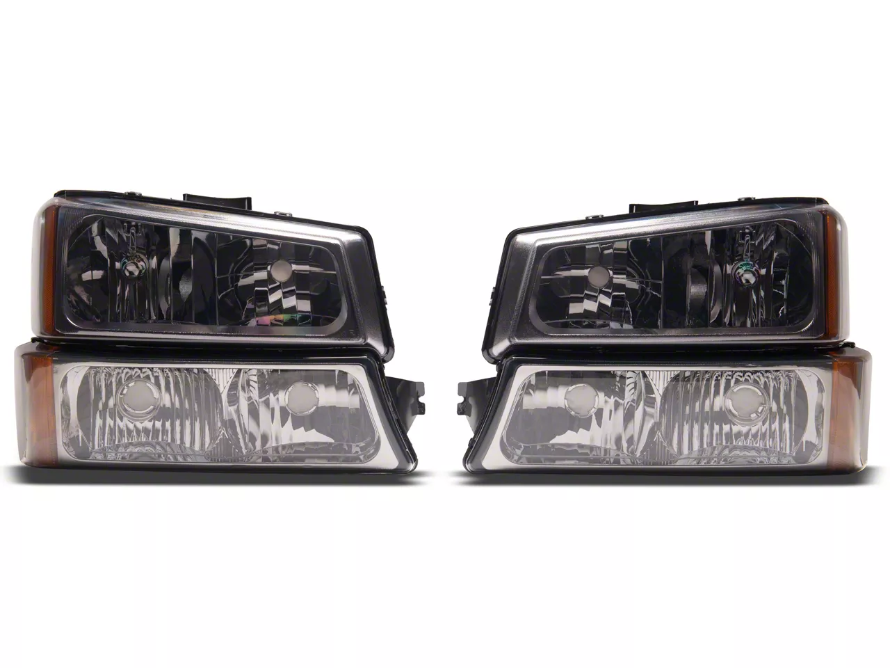 4-Piece Headlights with Amber Corner Lights; Smoked Housing; Clear Lens (03-06 Silverado 1500)