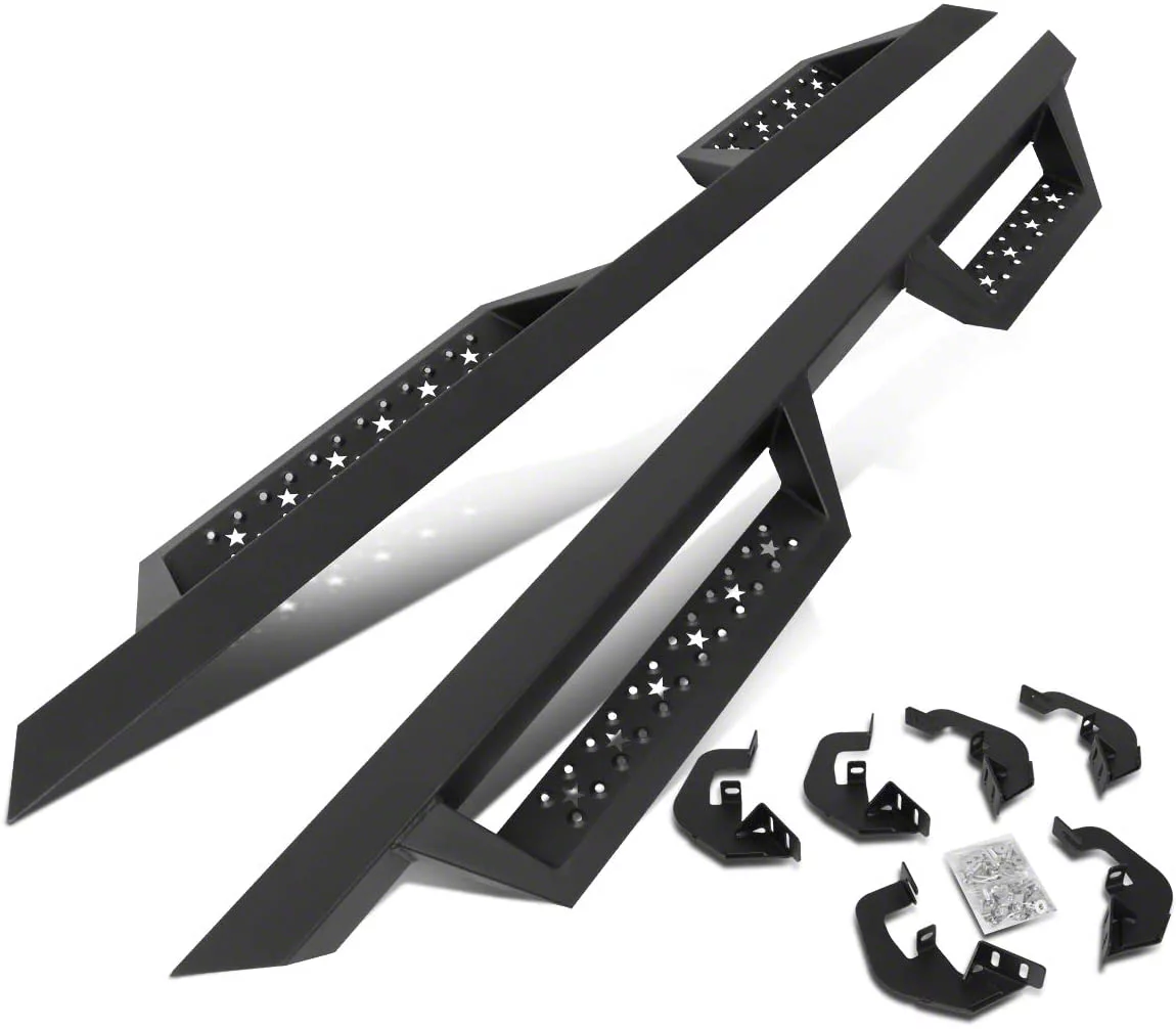 4.50-Inch Nerf Side Step Bars; Black (07-18 Silverado 1500 Extended/Double Cab)