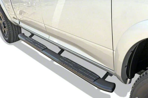 4X Series 4-Inch Oval Side Step Bars; Black (19-26 Silverado 1500 Crew Cab)