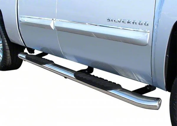 5-Inch Premium Oval Side Step Bars; Body Mount; Stainless Steel (04-14 Silverado 1500 Crew Cab)
