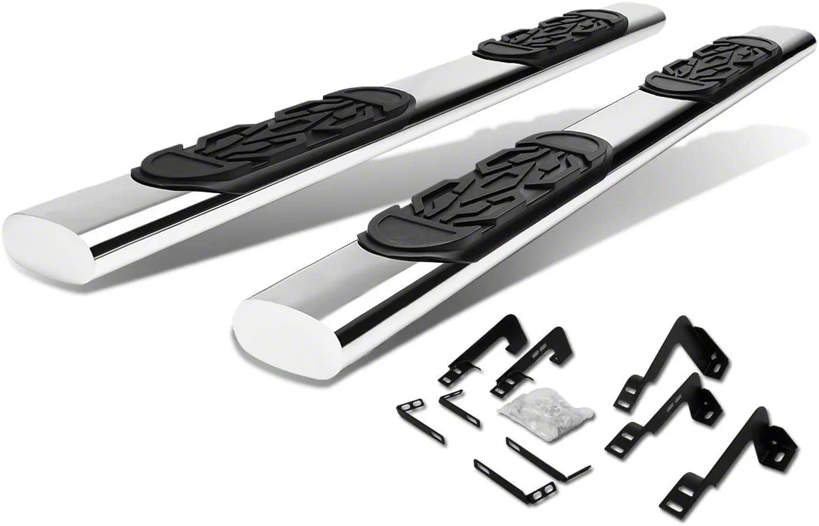 6-Inch Straight Nerf Side Step Bars; Stainless Steel (04-13 Silverado 1500 Crew Cab)