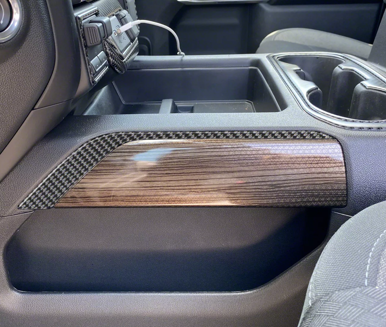Center Console Accent Trim; Domed Carbon Fiber (19-21 Silverado; 2022 Silverado 1500 LTD)