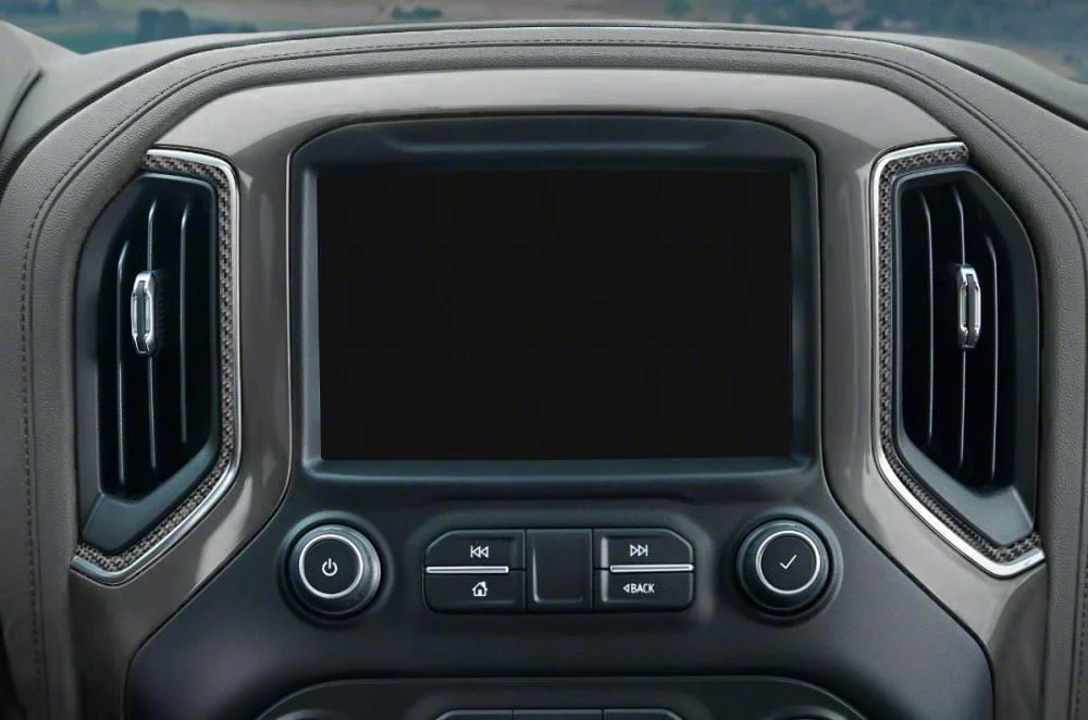 Center Dash A/C Vent Accent Trim; Matte Domed Carbon Fiber (19-21 Silverado; 2022 Silverado 1500 LTD)