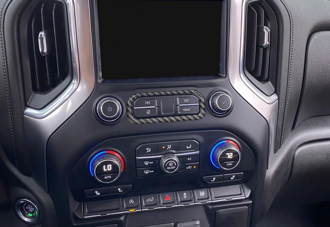 Center Dash Accent; Domed Carbon Fiber (19-21 Silverado; 2022 Silverado 1500 LTD)