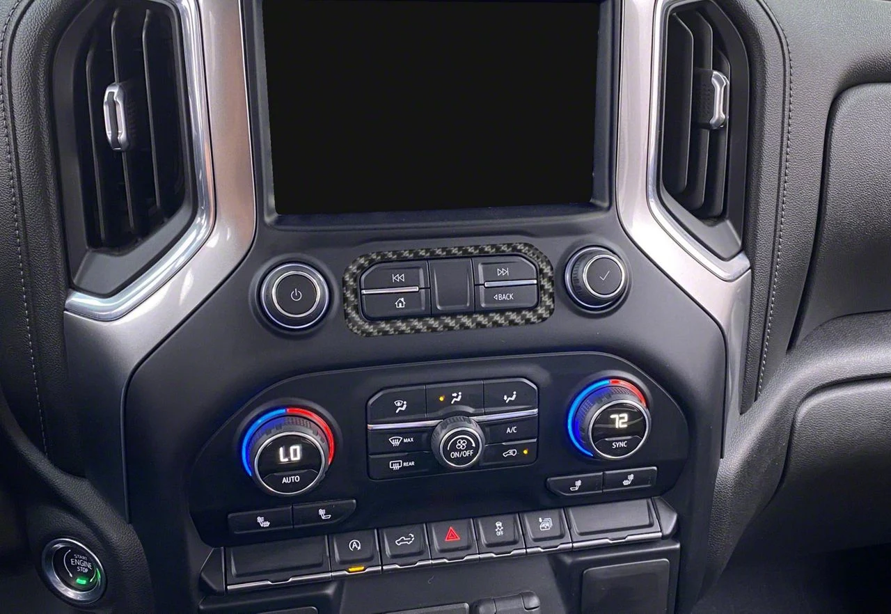 Center Dash Accent; Matte Domed Carbon Fiber (19-21 Silverado; 2022 Silverado 1500 LTD)