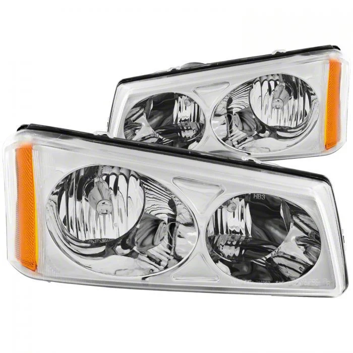 Crystal Headlights; Chrome Housing; Clear Lens (03-06 Silverado 1500)