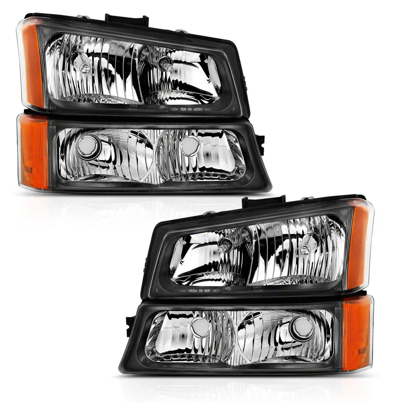Crystal Headlights; Black Housing; Clear Lens (03-06 Silverado 1500)