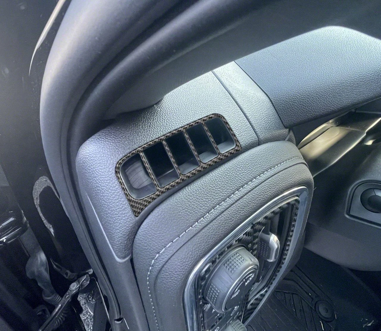 Driver/Passenger Upper A/C Vent Accent Trim; Domed Carbon Fiber (19-21 Silverado; 2022 Silverado 1500 LTD)