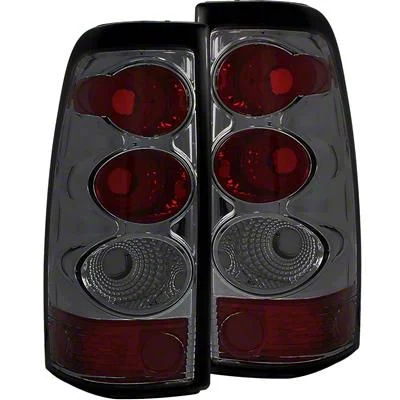 Euro Style Tail Lights; Chrome Housing; Smoked Lens (03-06 Silverado 1500 Fleetside)