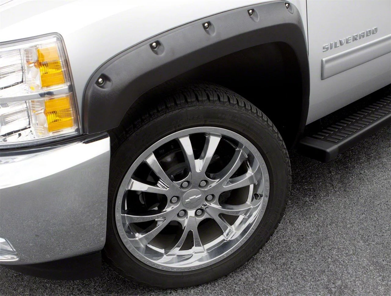 Elite Series Rivet Style Fender Flares; Front; Smooth Black (14-15 Silverado 1500)