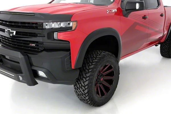Elite Series Sport Style Fender Flares; Front; Smooth Black (19-21 Silverado 1500)