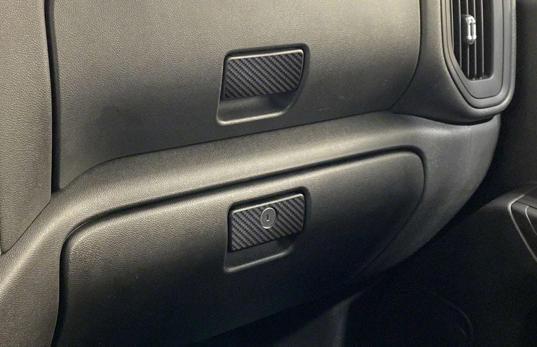 Glove Box Accent Trim; Raw Carbon Fiber (19-26 Silverado 1500)
