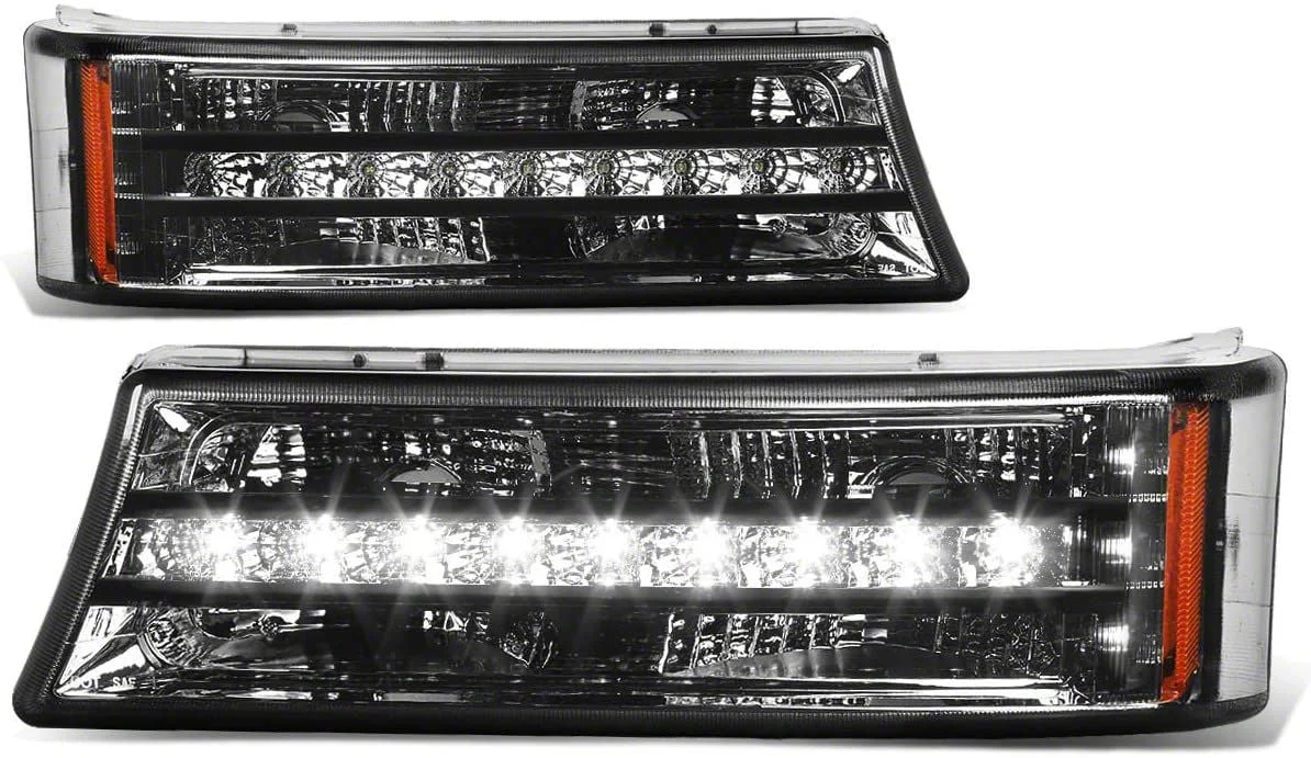 LED DRL Bumper Lights with Amber Corners; Smoked (03-06 Silverado 1500)