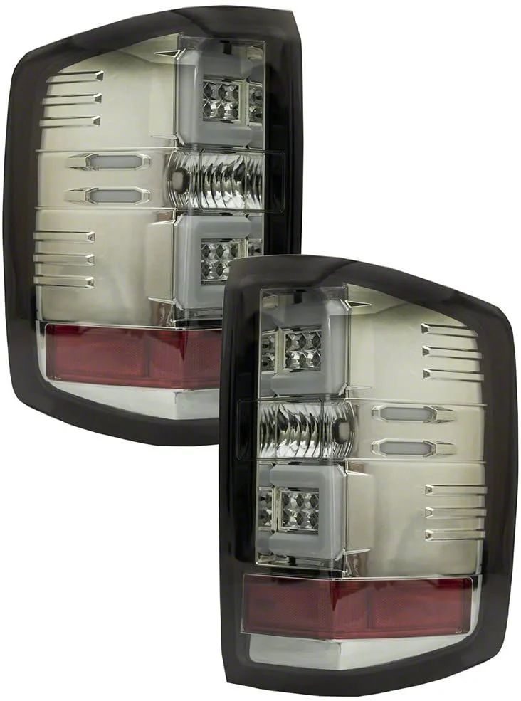 LED Tail Lights; Chrome Housing; Platinum Smoked Lens (14-18 Silverado 1500 w/ Factory Halogen Tail Lights)