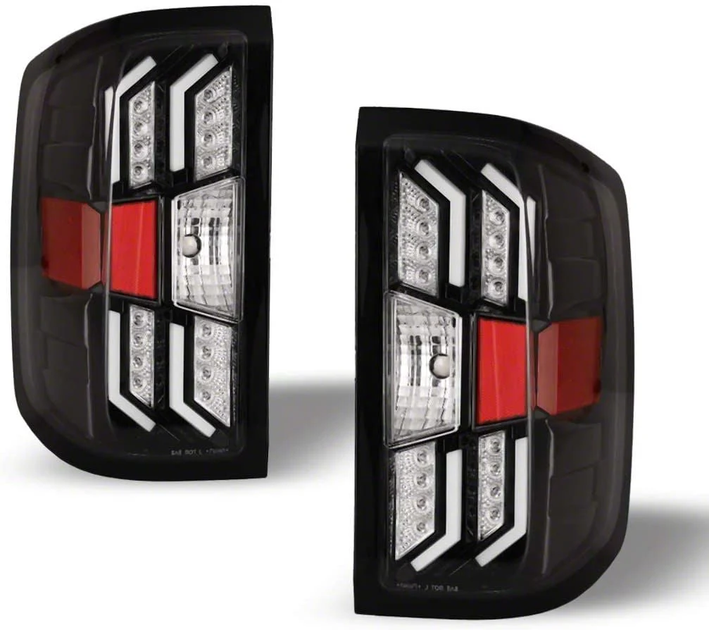 LED Tail Lights; Gloss Black Housing; Clear Lens (14-18 Silverado 1500 w/ Factory Halogen Tail Lights)