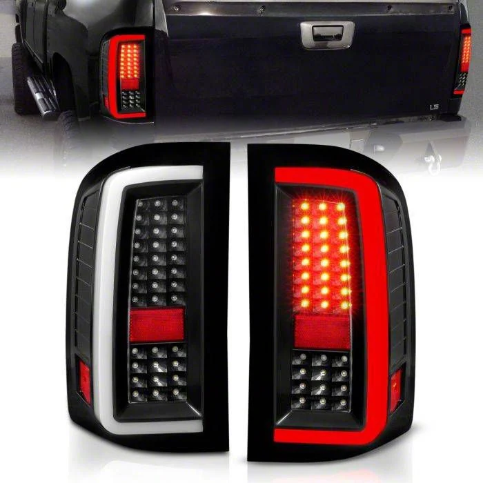 Light Bar Style LED Tail Lights; Black Housing; Clear Lens (07-13 Silverado 1500 w/ Factory Halogen Tail Lights)