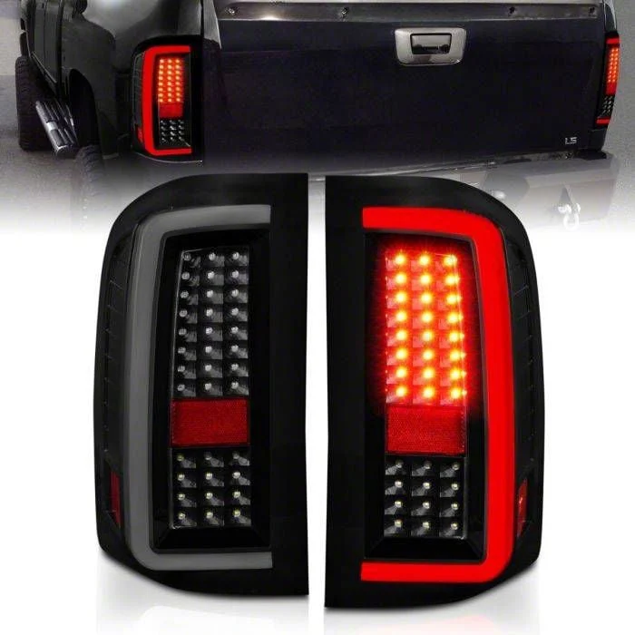 Light Bar Style LED Tail Lights; Black Housing; Smoked Lens (07-13 Silverado 1500 w/ Factory Halogen Tail Lights)