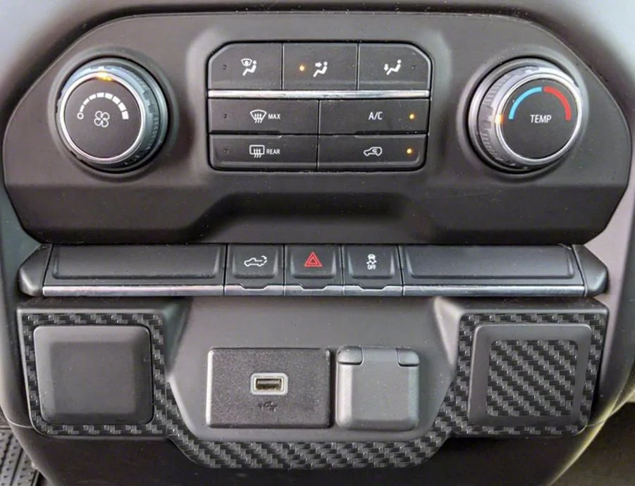 Lower Center Dash Accents; Raw Carbon Fiber (19-21 Silverado; 2022 Silverado 1500 LTD)