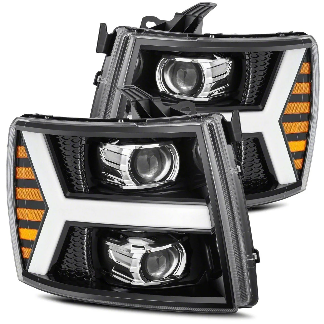 AlphaRex LUXX-Series LED Projector Headlights; Jet Black Housing; Clear Lens (07-13 Silverado 1500)