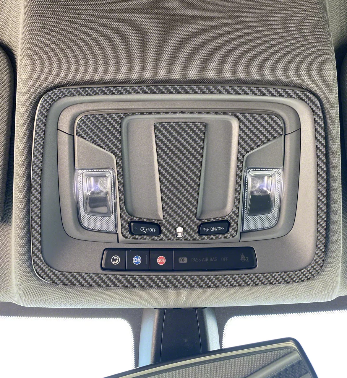 Overhead Accent Trim; Matte Domed Carbon Fiber (19-26 Silverado 1500 w/o Sunroof)