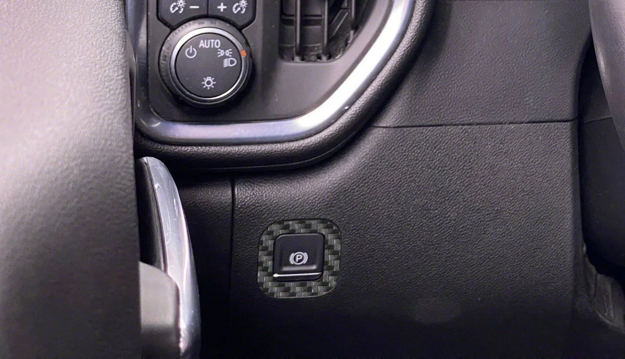 Parking Brake Accent Trim; Raw Carbon Fiber (19-21 Silverado; 2022 Silverado 1500 LTD)