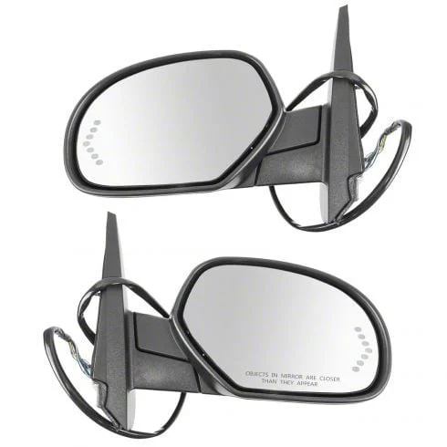 Powered Heated Memory Side Mirrors; Textured Black (07-08 Silverado 1500)
