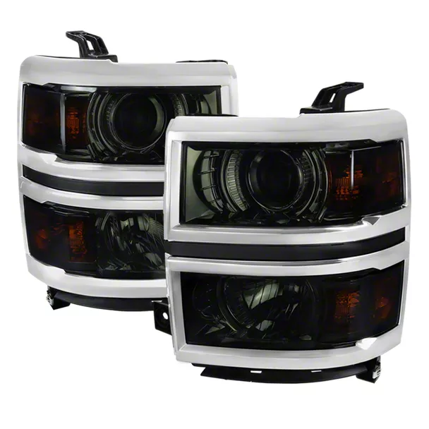 Projector Headlights; Chrome Housing; Smoked Lens (14-15 Silverado 1500)