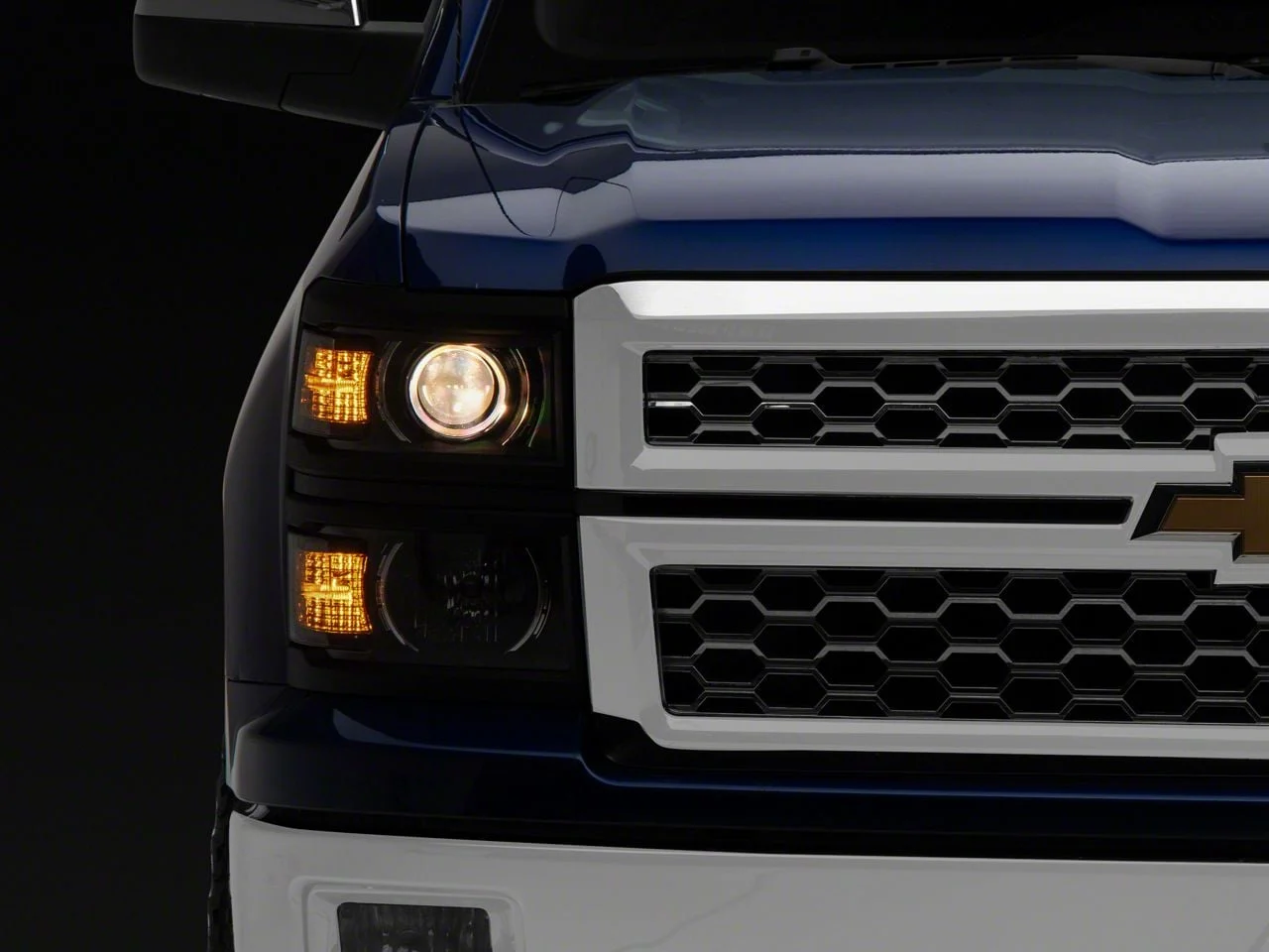 Projector Headlights; Matte Black Housing; Clear Lens (14-15 Silverado 1500)
