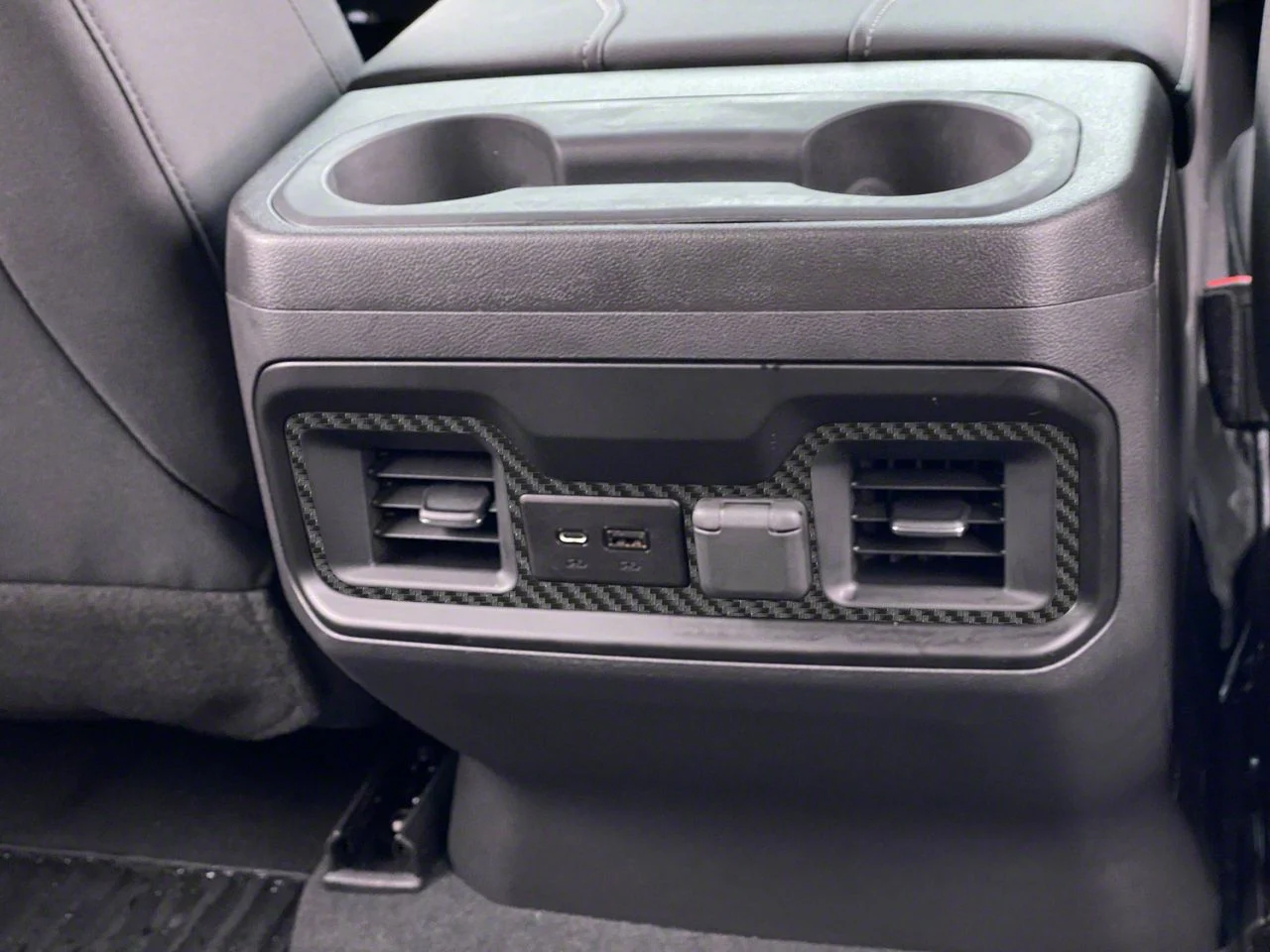 Rear USB Accent Trim; Raw Carbon Fiber (19-26 Silverado 1500)