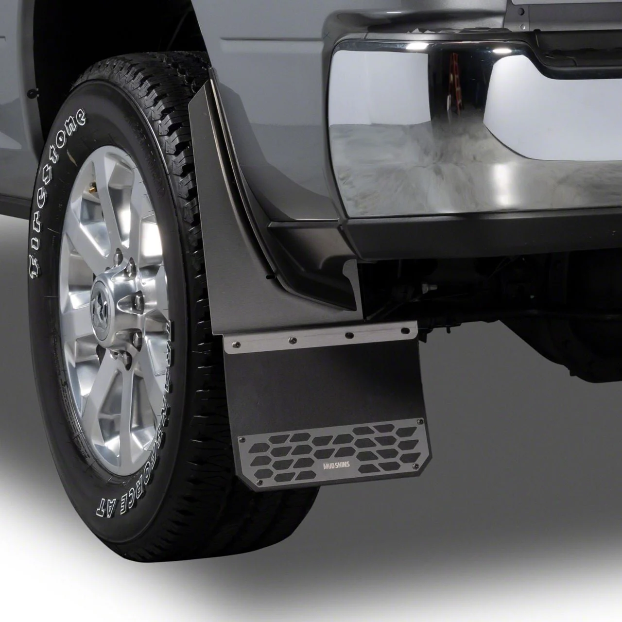 Putco Solid Mud Skins; Brushed; Rear (19-26 Silverado 1500)