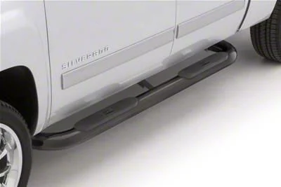 4-Inch Oval Bent Nerf Side Step Bars; Black (19-26 Silverado 1500 Crew Cab)