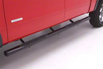 4-Inch Oval Straight Nerf Side Step Bars; Black (07-18 Silverado 1500 Crew Cab)
