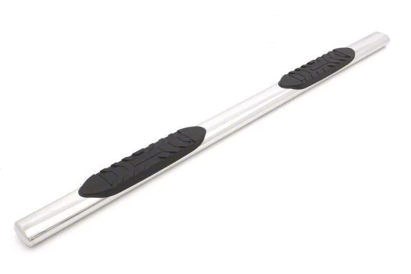 5-Inch Oval Straight Nerf Side Step Bars; Polished Stainless (01-13 Silverado 1500 Extended Cab)