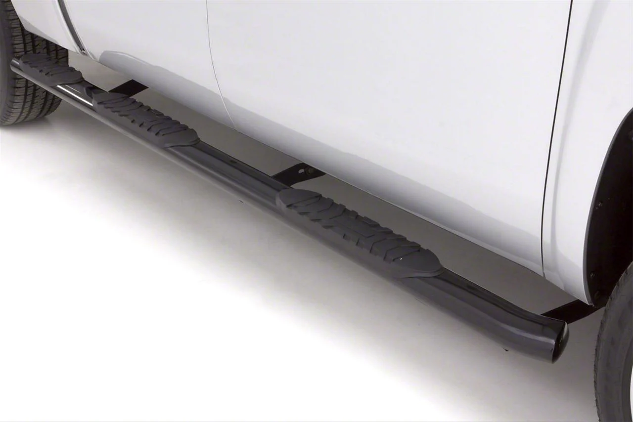 5-Inch Oval Wheel-To-Wheel Nerf Side Step Bars; Black (07-18 Silverado 1500 Crew Cab w/ 6.50-Foot Standard Box)