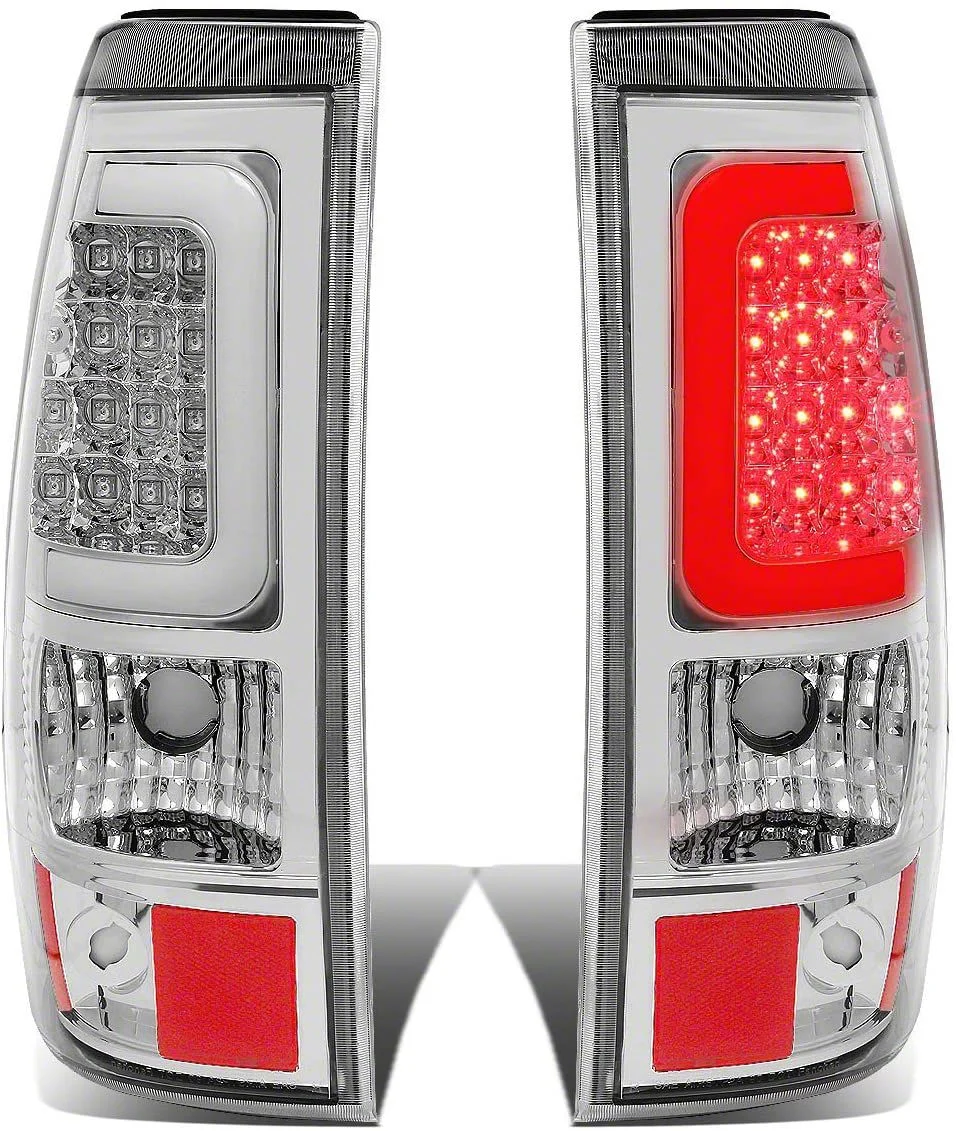 U-Halo LED Tail Lights; Chrome Housing; Clear Lens (03-06 Silverado 1500 Fleetside)