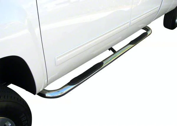 3-Inch Round Side Step Bars; Body Mount; Stainless Steel (07-19 Silverado 2500 HD Crew Cab)