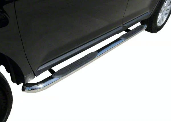 3-Inch Round Side Step Bars; Rocker Mount; Stainless Steel (07-19 Silverado 2500 HD Crew Cab)