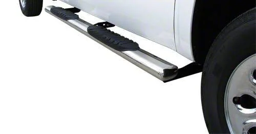 5-Inch Straight Oval Side Step Bars; Body Mount; Stainless Steel (07-14 Silverado 2500 HD Extended Cab)