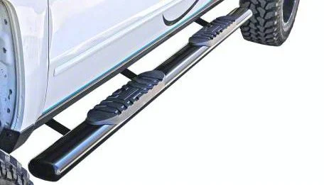 5-Inch Straight Oval Side Step Bars; Rocker Mount; Semi-Gloss Black (07-19 Silverado 2500 HD Extended/Double Cab)