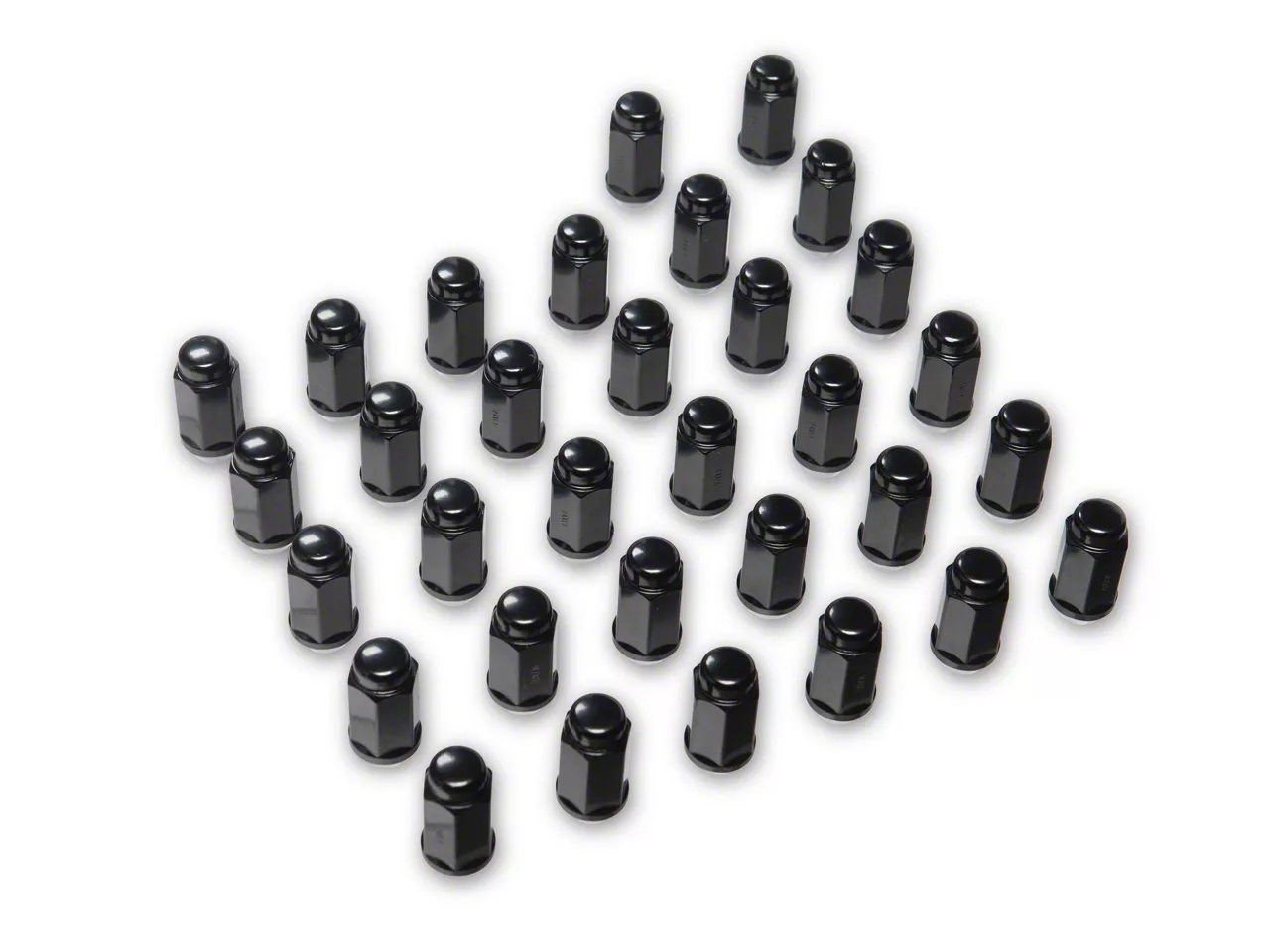 Bulge Black Acorn Lug Nut Kit; 14mm x 1.5; Set of 32 (07-26 Silverado 2500 HD)