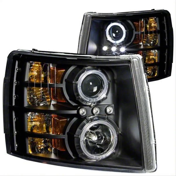 CCFL Halo Projector Headlights; Black Housing; Clear Lens (07-14 Silverado 2500 HD)
