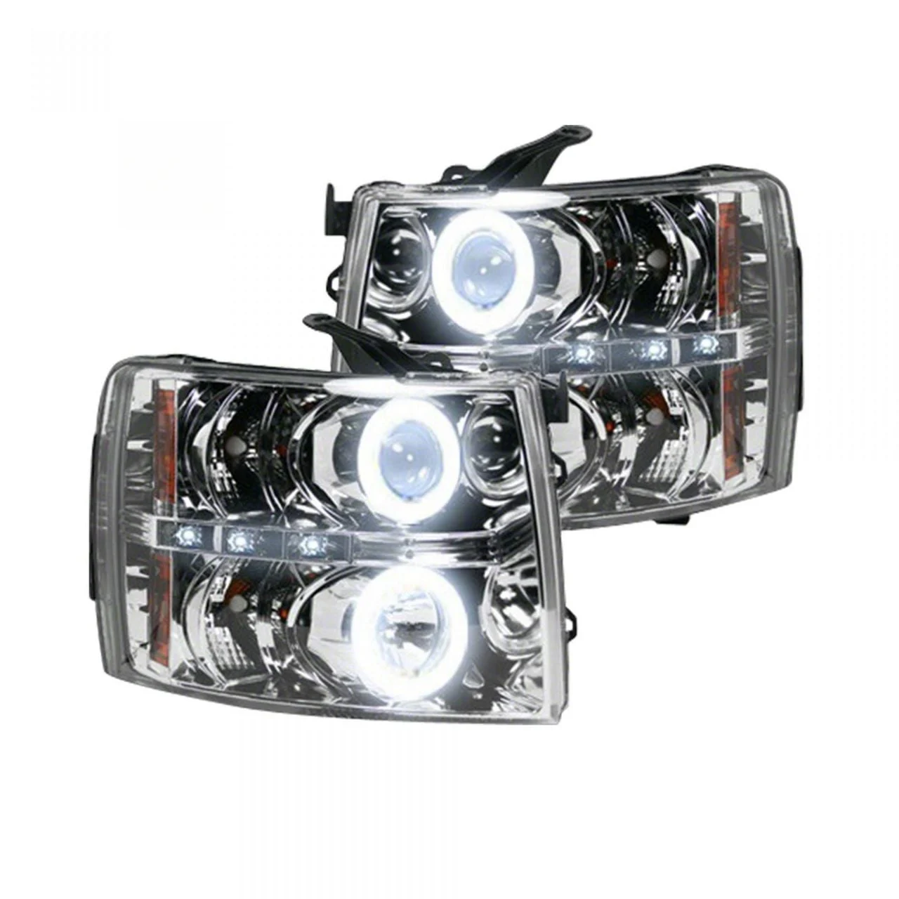 CCFL Halo Projector Headlights; Chrome Housing; Clear Lens (07-14 Silverado 2500 HD)